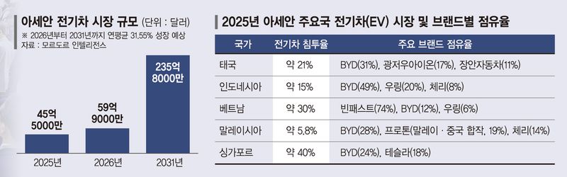 아세안에 공급망 통째로 심은 中전기차… 車시장 판도 바꾸나
