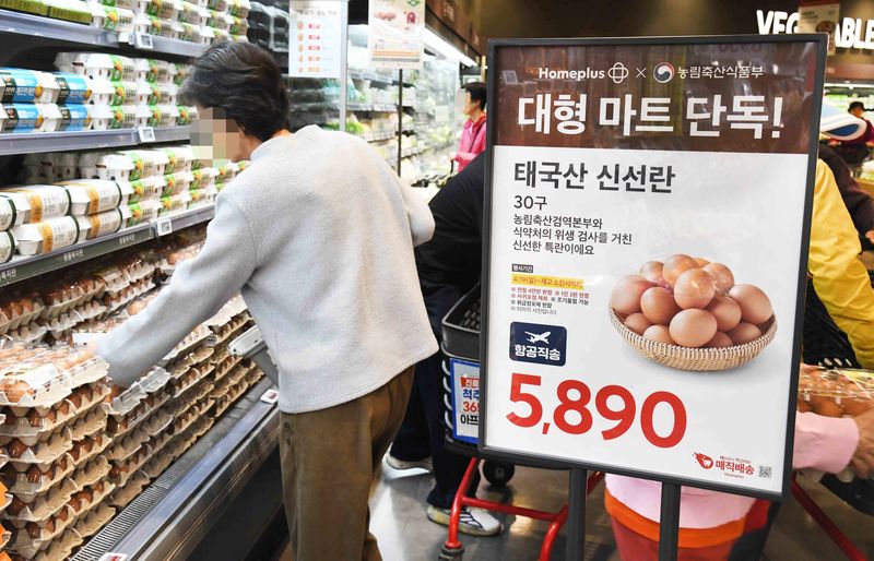치솟는 계란값에 '1인 1판' 구매량 제한까지...대형마트, 태국산 수입란... - 뉴스 썸네일 이미지