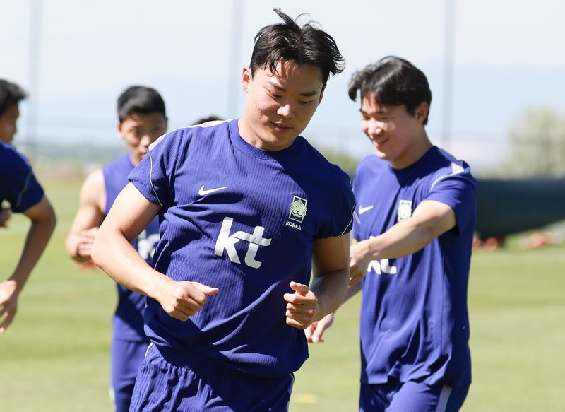 대한민국 축구대표팀 오현규가 2일(현지시간) 미국 유타주 헤리먼에 위치한 자이언스뱅크 트레이닝센터에서 훈련을 하고 있다. 2026.6.3 ⓒ 뉴스1 임세영 기자