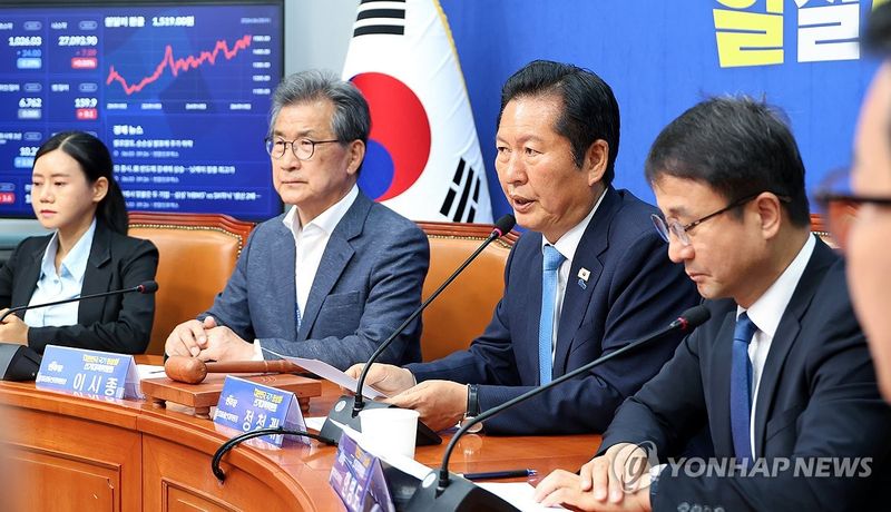 중앙선대위 발언하는 정청래 대표 (출처=연합뉴스)