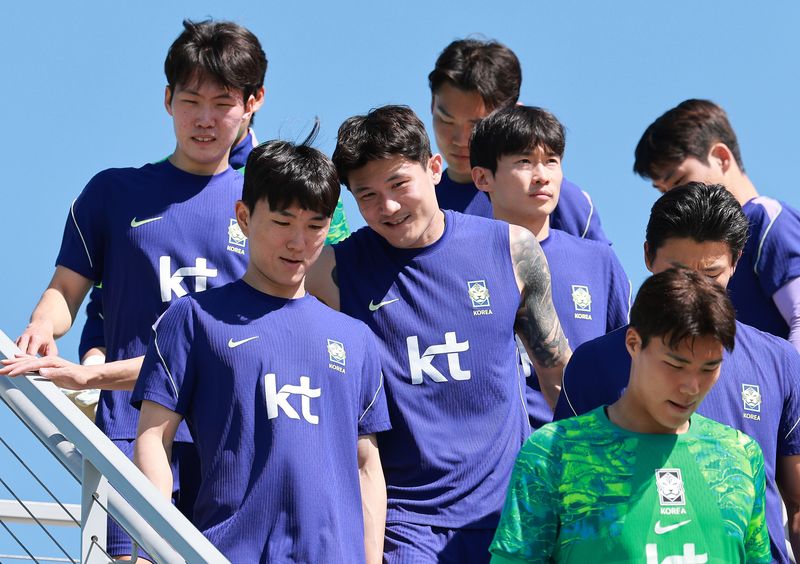 대한민국 축구대표팀 김민재, 황인범 등 선수들이 2일(현지시간) 미국 유타주 헤리먼에 위치한 자이언스뱅크 트레이닝센터에서 훈련에 나서고 있다. 2026.6.3 ⓒ 뉴스1 임세영 기자