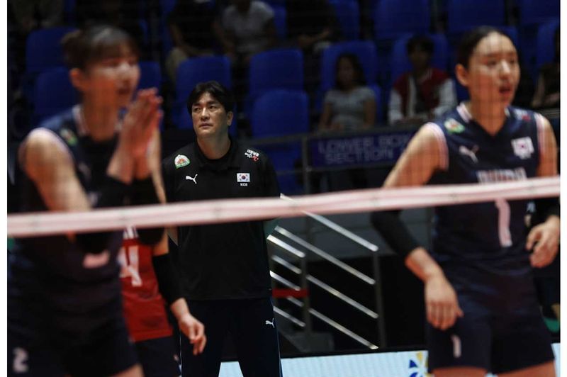6일 키르기스스탄과 1차전을 치른 한국 여자 배구대표팀 (출처=연합뉴스)