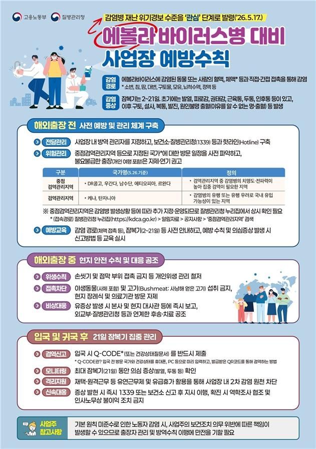 에볼라바이러스 대비 사업장 예방수칙 (출처=연합뉴스)