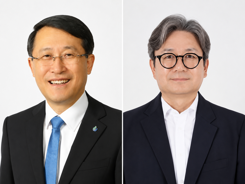 김일환 제주도지사직 인수위원장(왼쪽)과 이재승 부위원장. 위성곤 당선인은 김일환 제주대학교 전 총장과 이재승 카카오 지역협력 담당 부사장을 투톱으로 세워 민선 9기 도정 인수위를 운영한다. /사진=위성곤 당선인 측 제공