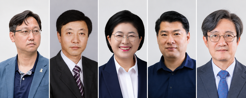 위성곤 제주도지사 당선인의 제40대 제주특별자치도지사직 인수위원회 5개 위원회 위원장. 왼쪽부터 강호진 기획조정위원장, 이승찬 행정혁신위원장, 김경미 도민행복위원장, 김배성 혁신경제위원장, 이창흠 미래전략위원장. /사진=파이낸셜뉴스DB
