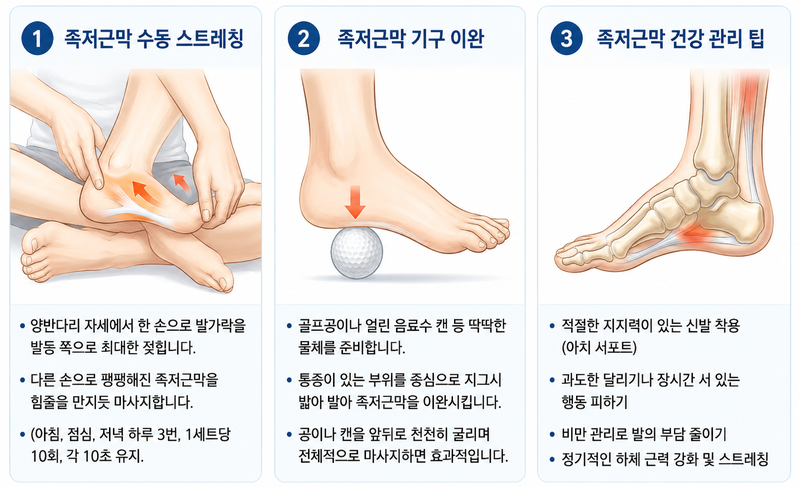 족저근막염 증상을 완화하는데 도움이 되는 관리 방법. /사진=파이낸셜뉴스 [AI생성 이미지 - ChatGPT]