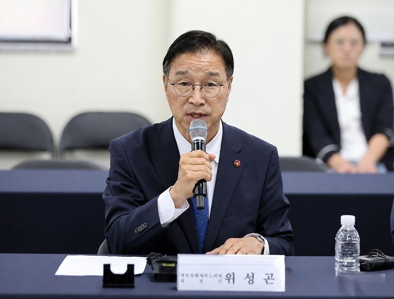 위성곤 제주특별자치도지사 당선인이 발언하고 있다. 위성곤 제주도지사직 인수위원회는 6월 12일부터 30일까지 도민 소통 플랫폼 ‘모두의 제주’를 운영한다. /사진=위성곤 제주도지사직 인수위원회 제공