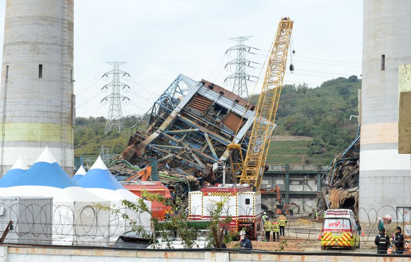지난해 11월 울산 남구 울산화력발전소 보일러 타워 5호기 붕괴 사고 현장. 뉴시스