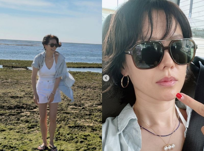 '현빈♥' 손예진. 훌쩍 큰 아들과 모래놀이…각선미까지 완벽한 엄마