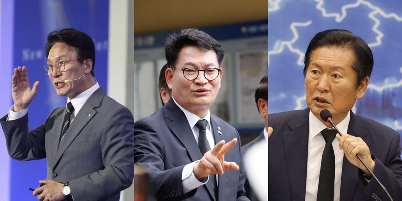왼쪽부터 뉴호남포럼에서 기조연설하는 김민석 국무총리, 7일 5·18묘역 참배하는 송영길 의원, 12일 광주 현장최고위를 진행한 정청래 대표.(김태성 기자·국무총리실 제공. 재배포 및 DB 금지) 2026.6.14 ⓒ 뉴스1