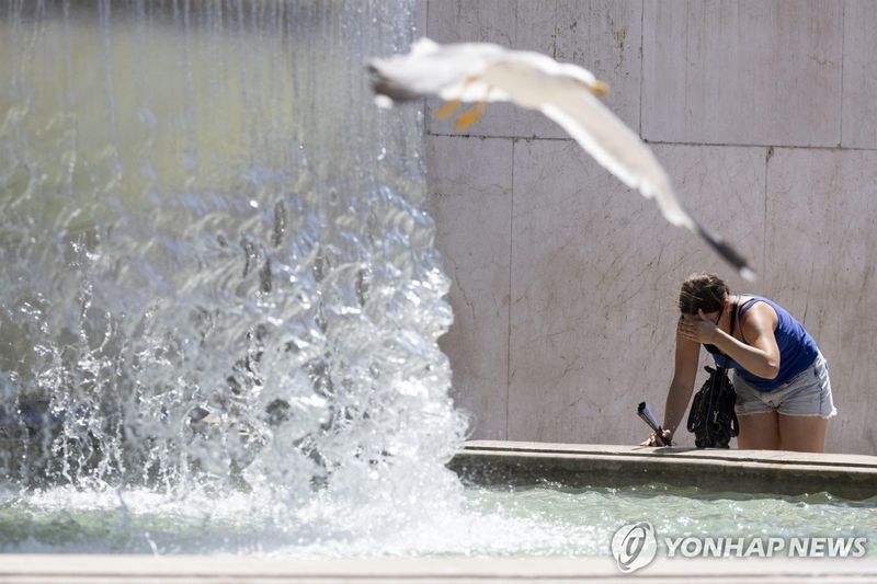 로마 분수대에서 더위 식히는 사람 (출처=연합뉴스)