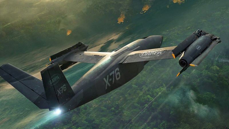 X-76은 기체 내부 중앙 화물창에 최대 1400㎏이상의 전술 화물이나 최첨단 정찰용 무인 드론을 탑재할 수 있는 내부 용적을 확보해 최전방 분산 작전 시 독자적인 보급 노드 역할을 수행한다. 특히 동체 표면에는 레이더 반사 면적을 극단적으로 줄이는 최신 저피탐 탄소 복합 신소재가 적용되었으며 기체 후방의 고성능 일체형 편향 노즐을 통해 레이더 추적을 무력화하는 고고도 음속 성능을 보장한다. 정밀 전술 비행 중인 X-76의 후방 기동 이미지. 미국 국방고등연구기획국(DARPA) 제공
