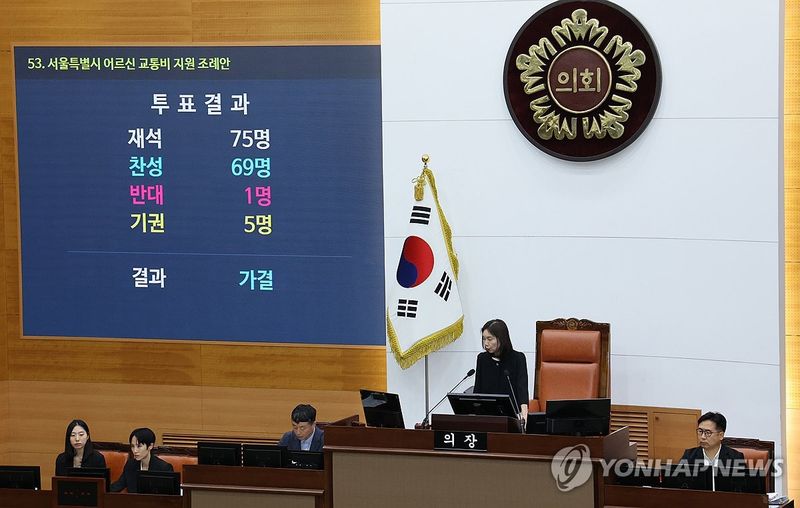 서울 70세 이상 버스비 지원조례 통과 (출처=연합뉴스)