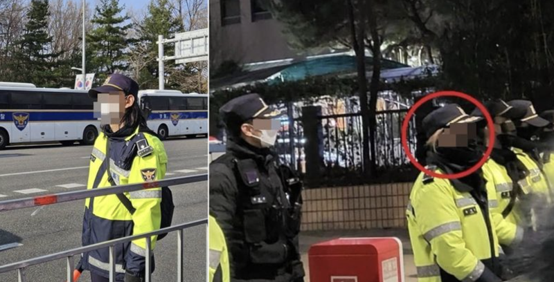 지난해 3월 헌법재판소 주변 집회 현장에서 장발, 염색한 머리를 한 '가짜경찰'이라며 의혹이 제기된 경찰들의 모습이 온라인 커뮤니티에 올라왔다. /사진=파이낸셜뉸스 DB