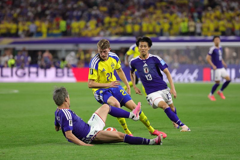 일본 vs 스웨덴 경기 장면.연합뉴스