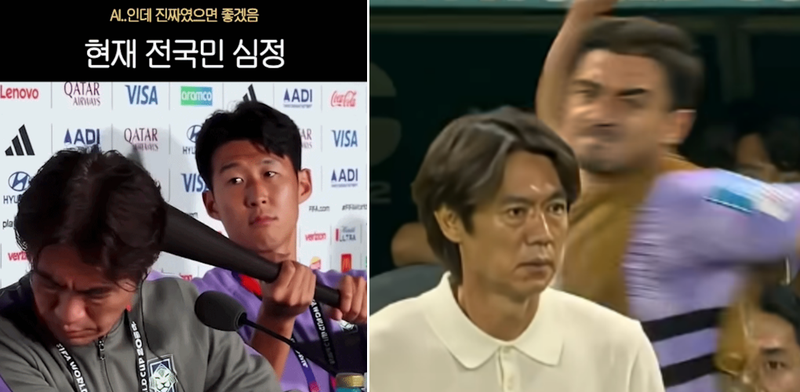 최근 온라인엔 AI로 홍명보 전 축구대표팀 감독을 패러디한 영상이 올라왔다. 영상들은 2026 북중미월드컵 조별리그에서 탈락한 뒤 불거진 선수 기용 논란부터 학맥 카르텔까지 한국 축구의 불편한 상황을 적나라하게 보여줬다. /사진=온라인 커뮤니티, 인스타그램