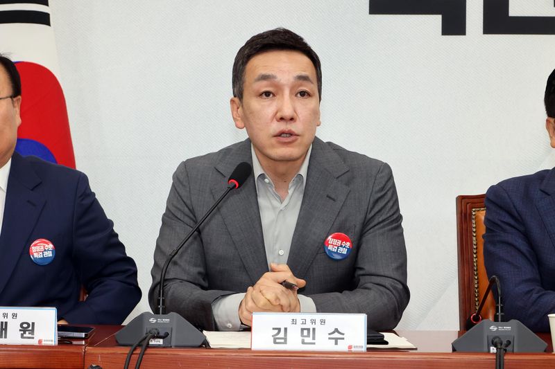 김민수 국민의힘최고위원이 6일 서울 여의도 국회에서 열린 최고위원회의에서 발언하고 있다. 사진=박범준 기자