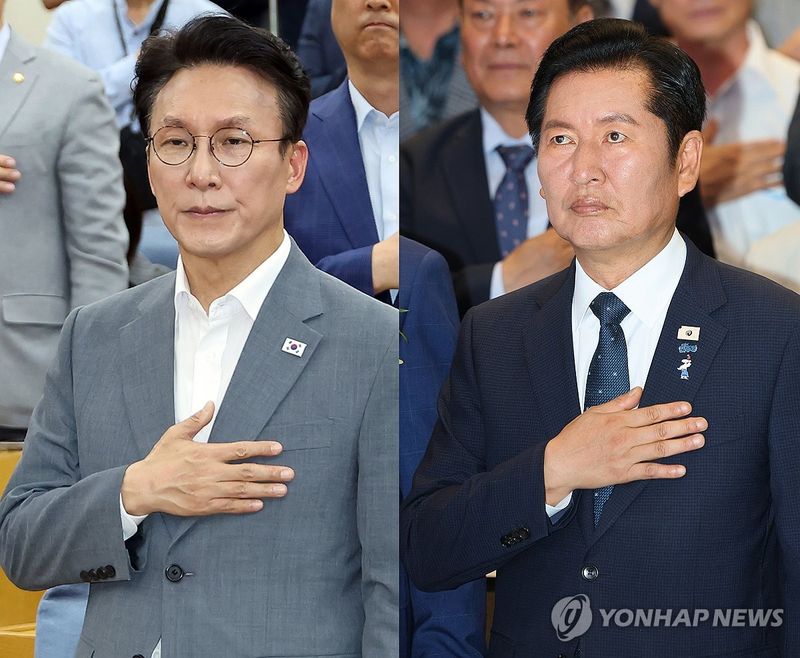 김민석 전 총리와 정청래 전 대표 (출처=연합뉴스)