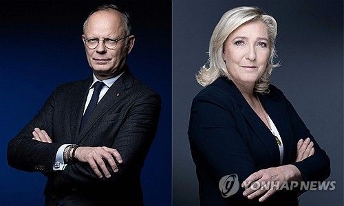 중도 후보 에두아르 필리프 전 총리와 극우 마린 르펜 의원 (출처=연합뉴스)