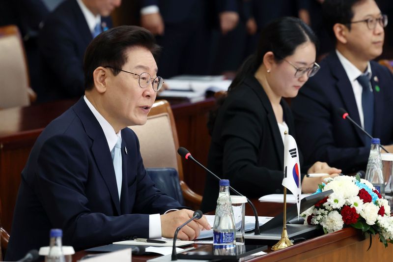[울란바타르=뉴시스] 조성봉 기자 = 몽골을 국빈 방문한 이재명 대통령이 9일(현지 시간) 울란바타르 정부청사에서 열린 한-몽골 정상회담에서 발언을 하고 있다. 2026.07.09. suncho21@newsis.com