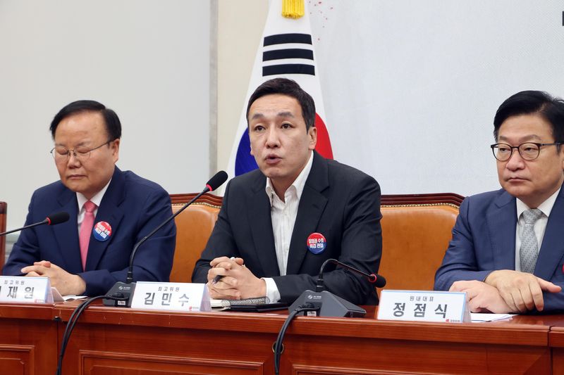 국민의힘 김민수 최고위원이 9일 국회에서 열린 최고위원회의에서 발언하고 있다. 사진=박범준 기자