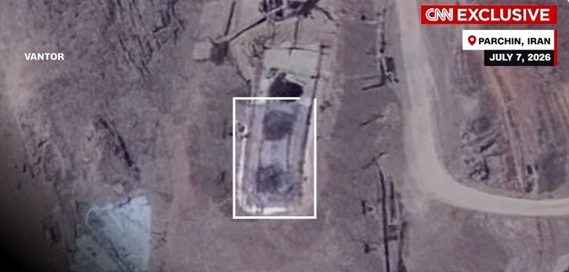 [서울=뉴시스] 위성영상 업체 벤터가 7월 7일 촬영한 위성 사진에 핵시설 복구 정황이 있다며 CNN이 소개한 현장 위성사진.(출처: CNN 화면캡처) 2026.07.11. *재판매 및 DB 금지