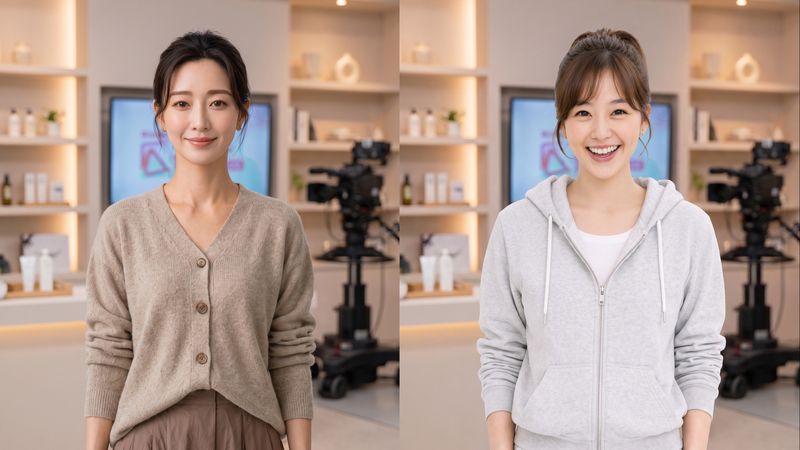 공영홈쇼핑 AI 모델 '공영희'와 '영언니'.