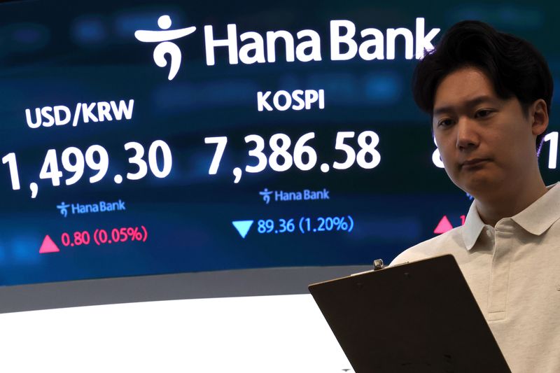 서울 중구 하나은행 딜링룸 전광판에 코스피 지수와 원달러 환율이 표시되고 있다. 2026.7.13 ⓒ 뉴스1 이종수 기자