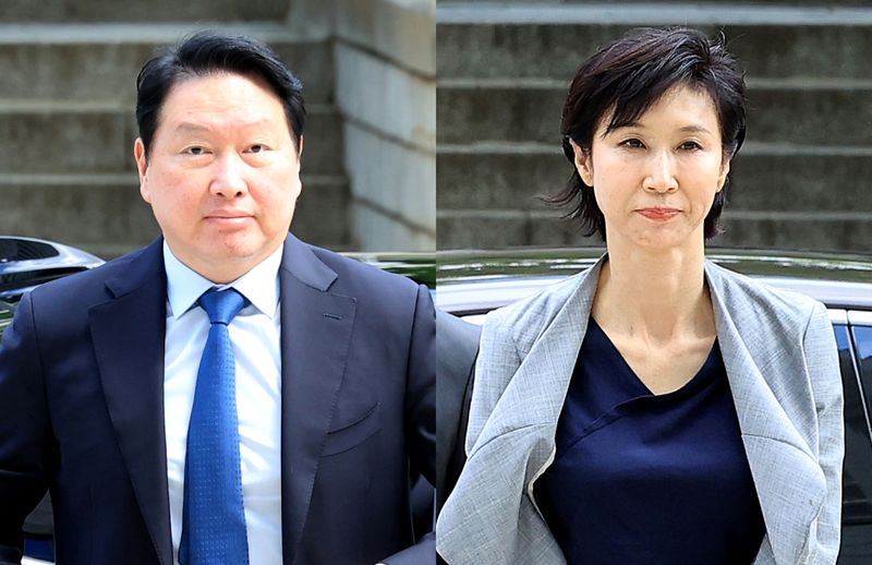 최태원 SK그룹 회장(왼쪽)과 노소영 아트센터 나비 관장.ⓒ 뉴스1 이호윤 기자