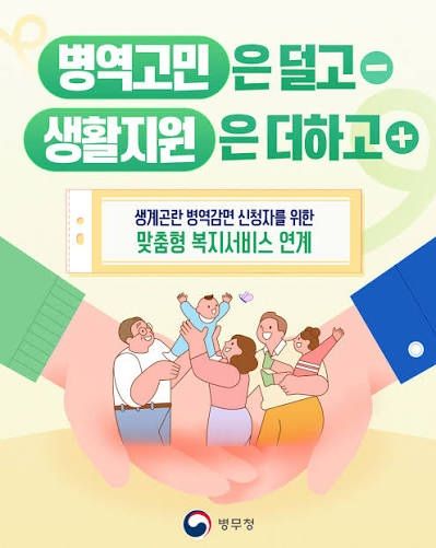 생계곤란 병역감면 제도와 맞춤형 복지서비스 연계를 알리는 포스터. 병무청 제공