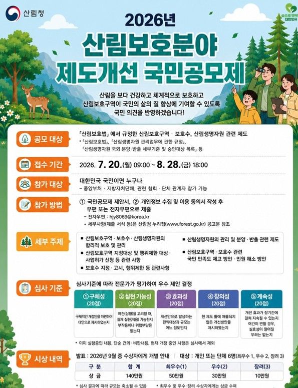 2026년 산림보호분야 제도개선 국민공모제 포스터