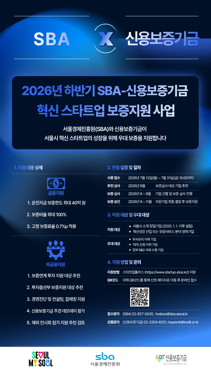 SBA-신보, 혁신 스타트업에 최대 40억 보증지원