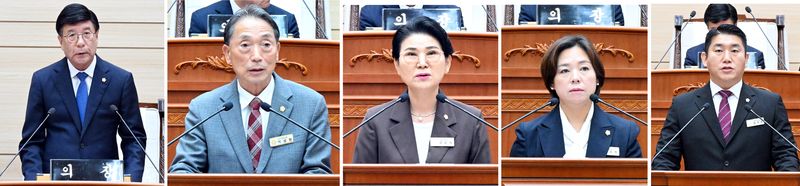 [보령=뉴시스] 왼쪽부터 성태용 의장, 백성현 부의장, 강순자 의회운영위원장, 권승현 자치행정위원장, 김지호 경제개발위원장. (사진=보령시의회 제공) 2026.07.20. photo@newsis.com *재판매 및 DB 금지
