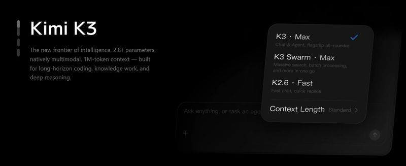 [서울=뉴시스] 중국 인공지능(AI) 스타트업 '문샷AI' 모델 '키미 K3'. (사진=문샷AI 홈페이지 캡처) *재판매 및 DB 금지