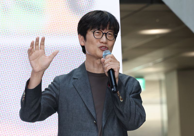 이해진 네이버 이사회 의장이 8일 경기 성남시 분당구 네이버 사옥 1784에서 열린 환영 행사에서 인사말을 하고 있다. 2026.6.8 ⓒ 뉴스1 김영운 기자