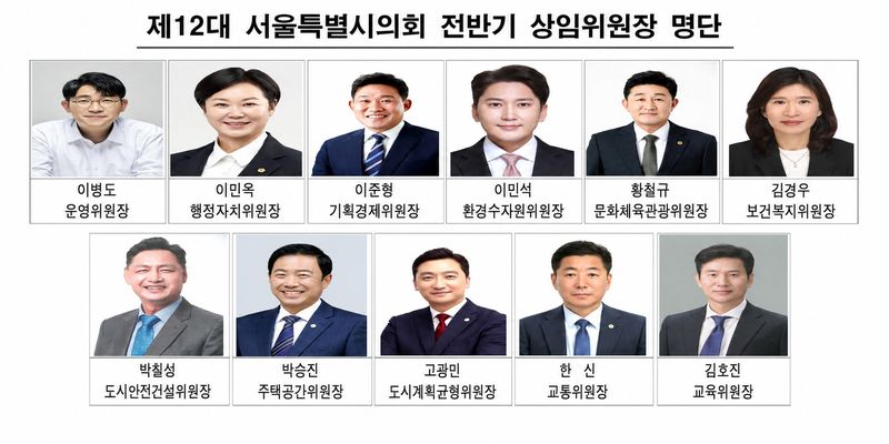 [서울=뉴시스]제12대 서울특별시의회 전반기 상임위원장. (사진=서울시의회) 2026.07.21. photo@newsis.com *재판매 및 DB 금지