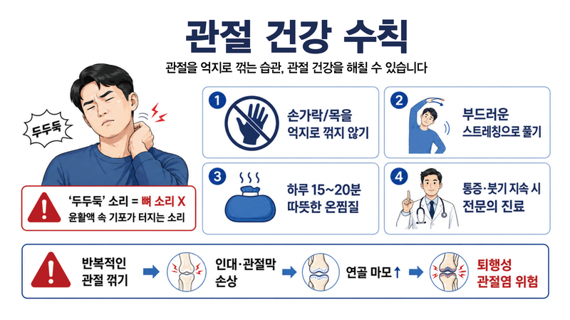 "두두둑" 시원한 관절꺾기? 퇴행성관절염 초래 '요주의'