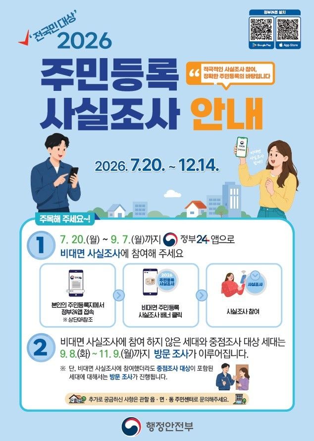 [안양=뉴시스] 주민등록 사실조사 안내 포스터. (포스터=안양시 제공) 2026.07.22. photo@newsis.com