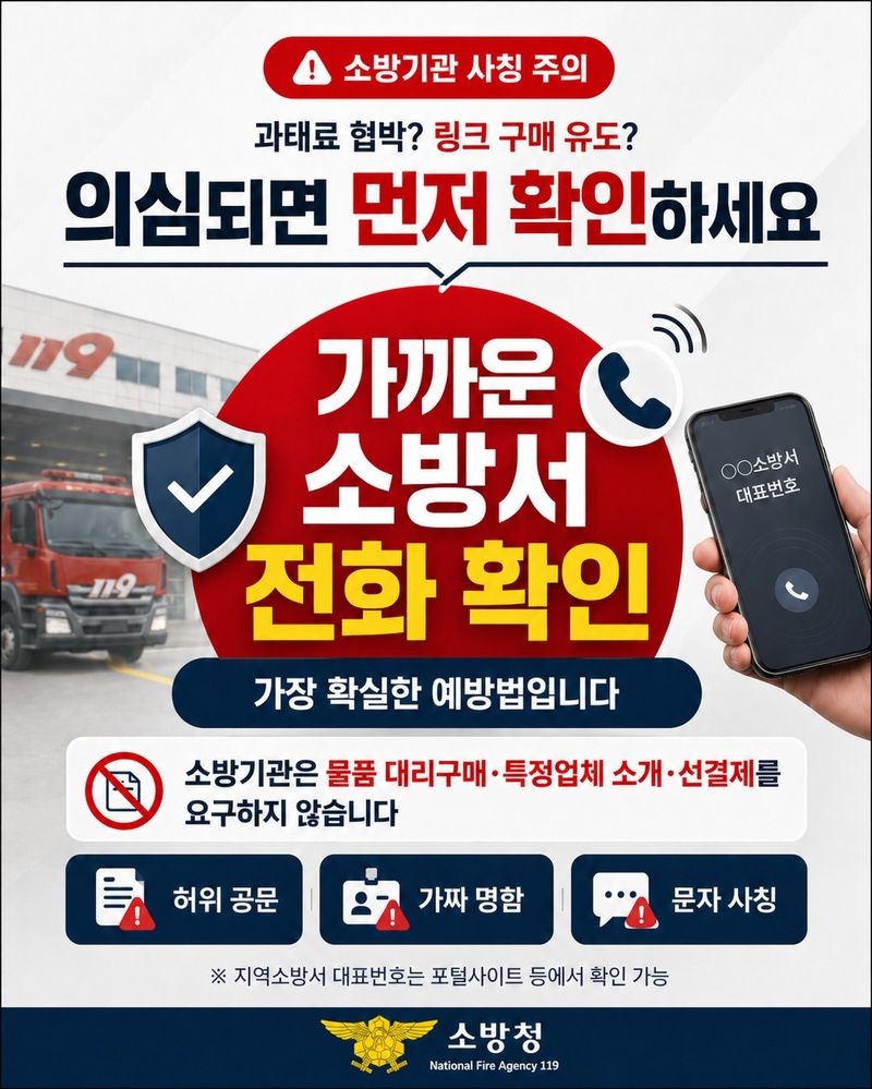 [성남=뉴시스] 경기 성남소방서 소방기관 사칭 주의문. (사진=성남소방서 제공) 2026.07.22. photo@newsis.com