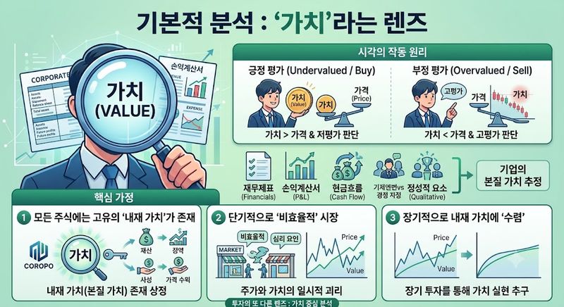 기본적 분석. '가치'라는 렌즈. 제미나이 생성 이미지