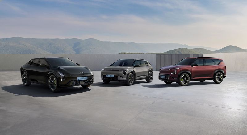 EV4 GT(왼쪽부터)·EV3 GT·EV5 GT 외장. (현대차·기아 제공. 재판매 및 DB 금지) 2026.2.2 ⓒ 뉴스1