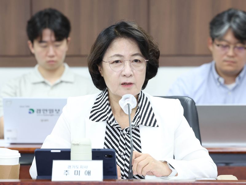 [서울=뉴시스] 조수정 기자 = 추미애 경기도지사가 27일 오전 서울 종로구 정부서울청사에서 열린 제2차 접경지역 평화안전 연석회의에서 인사말을 하고 있다 2026.07.27. chocrystal@newsis.com