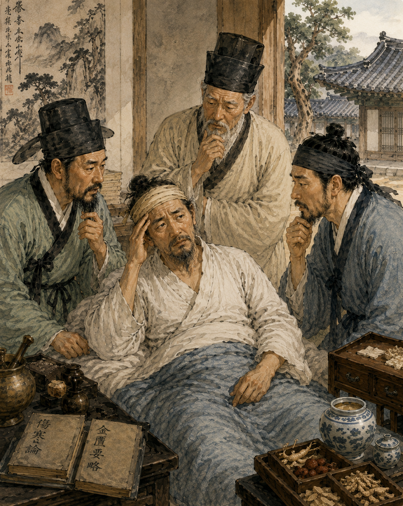 환자들은 간혹 병세의 차도가 없으면 곧바로 다른 의원을 찾는 경우가 있다. 이렇게 자주 의원을 바꾸면 그 병세는 끝내 잡히지 않는다. 병자는 실력을 가믄할 수 있는 한 의원을 선택했다면 끝까지 믿고 치료하는 것이 중요하다. 챗GPT에 의한 AI생성 이미지.