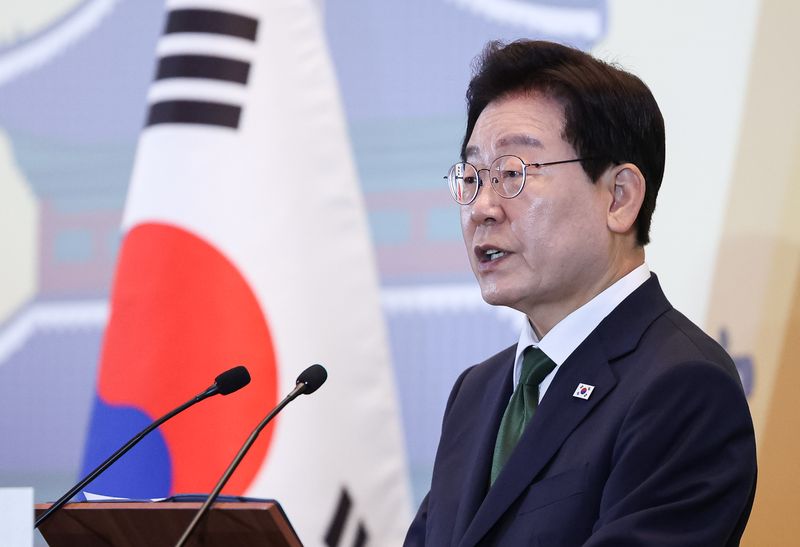 이재명 대통령이 28일(현지시간) 브라질 상파울루 한 호텔에서 열린 동포 오찬간담회에서 발언을 하고 있다. 2026.7.29 ⓒ 뉴스1 허경 기자