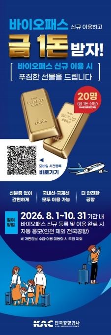 한국공항공사 ‘바이오패스 신규 이용객 대상 경품 이벤트’ 안내 배너. 한국공항공사 제공