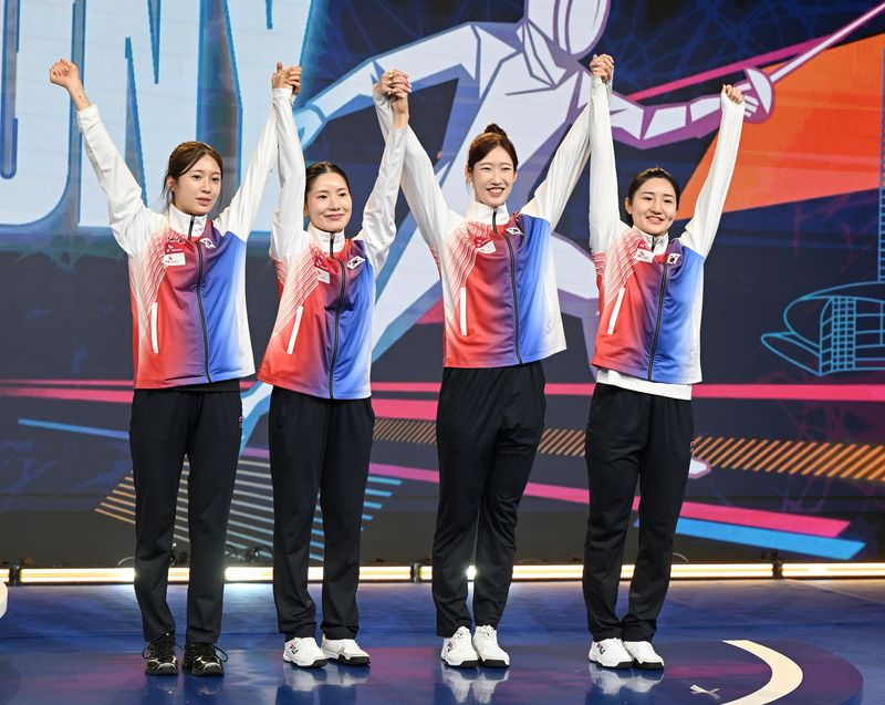 세계펜싱선수권대회에서 3연속 동메달을 획득한 펜싱 에페 여자 대표팀의 양승혜, 송세라, 임태희, 이혜인(왼쪽부터) (대한펜싱협회 제공)