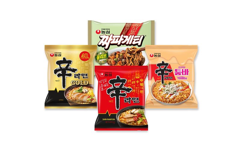 농심 신라면, 신라면 골드, 신라면 툼바, 짜파게티 이미지.(농심 제공)