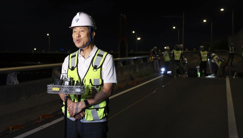 [서울=뉴시스] 김선웅 기자 = 오세훈 서울시장이 29일 오후 서울 강남구 성수대교 남단B램프에서 진행된 현장시험에서 발언하고 있다. (공동취재) 2026.07.29. photo@newsis.com