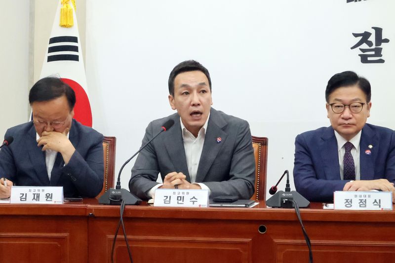 김민수 국민의힘 최고위원이 30일 여의도 국회에서 열린 최고위원회의에서 발언 하고 있다. 사진=박범준 기자