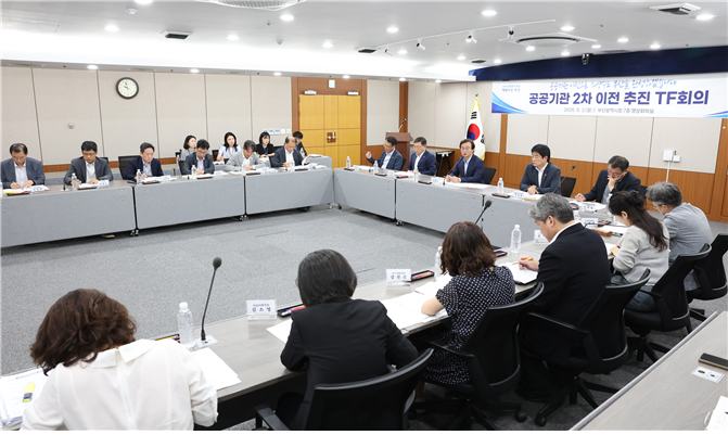 3일 부산시청 영상회의실에서 열린 '공공기관 2차 이전 추진 TF회의' 모습. 부산시 제공